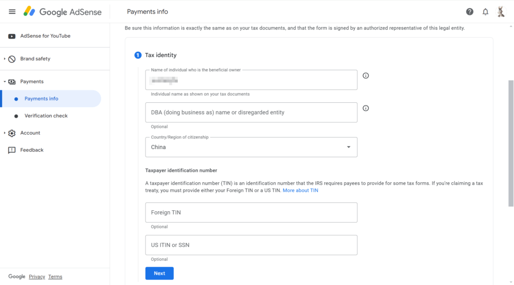 如何用ITIN为美国区Google AdSense添加税务信息 7 2024 06 18 231753