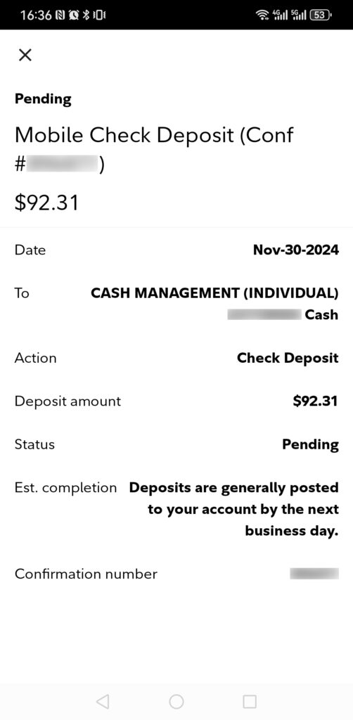Capital One的支票长这个样子 4 Screenshot 20241130 163659 com.fidelity.android