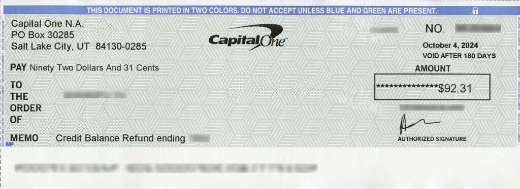 Capital One的支票长这个样子 2 image00003